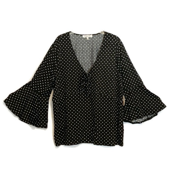 Harlow & Rose Tops - Polka Dot Top Bell Sleeve Empire Waist